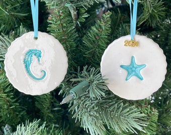 2024 Seahorse ornament, Small beach wedding gift, Beach house ornaments, Starfish Coastal Ornament, eco-friendly, beach wedding favors