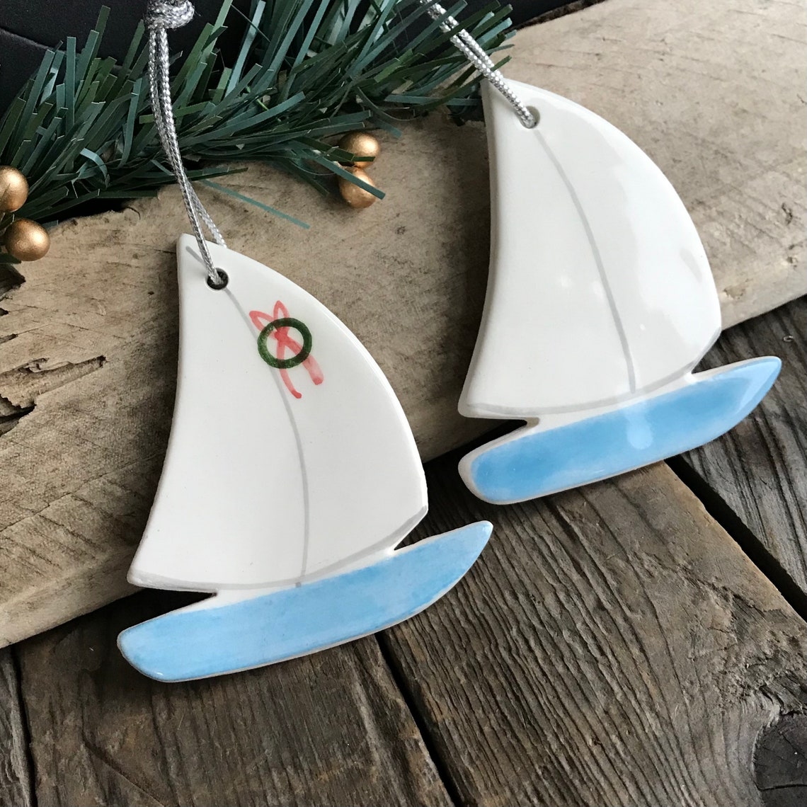 Sailboat Ornament 2021 nautical SAILBOAT Christmas Ornament Etsy
