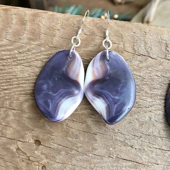 Large 925 Silver Wampum Earrings Cape Cod Wampum Jewelry