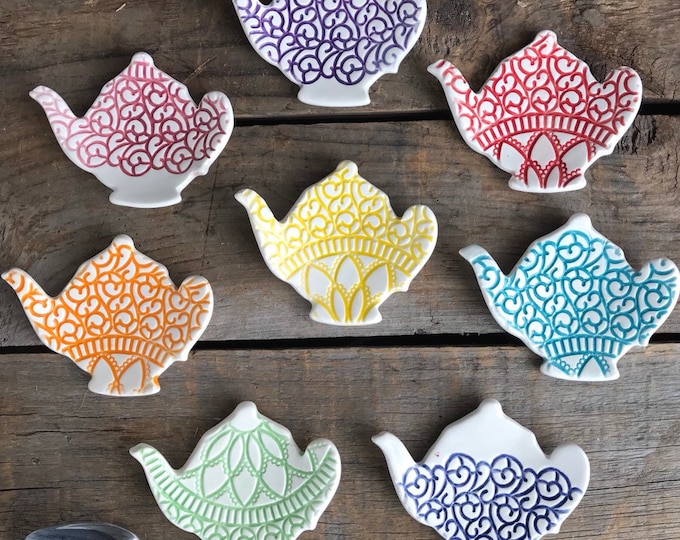 Handmade Ceramic Teapot Tea Bag Rest: Eco-Friendly Spoon Holder