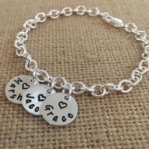 Sterling Silver Personalized Bracelet With Kids Names For Mom, Charm Bracelet For Family With Names, Beautiful Mother Charm Bracelet