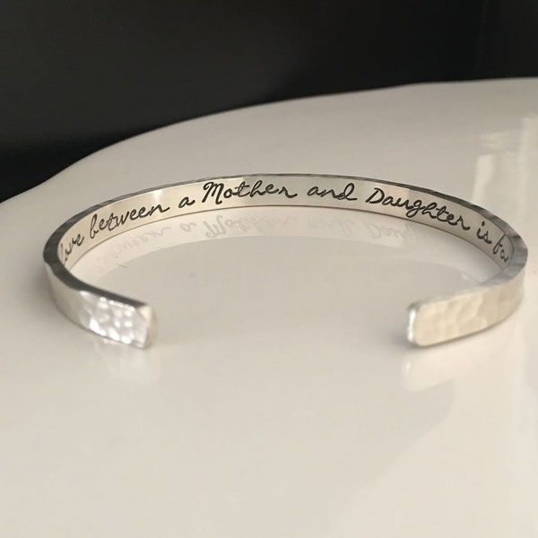 Mother Daughter Bracelet, Solid Sterling Silver Cuff For Mom Or Daughter, Hand Stamped Solid Sterling Silver Personalized Bracelet