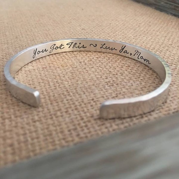 Hidden Message Jewelry, From Mother To Daughter Sterling Silver Cuff Bracelet, Personalized Mom Bracelet, Inspirational Bracelet For Her