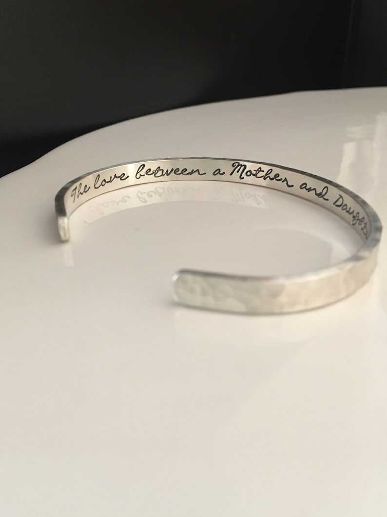 Mother Daughter Bracelet, Solid Sterling Silver Cuff For Mom Or Daughter, Hand Stamped Solid Sterling Silver Personalized Bracelet image 5