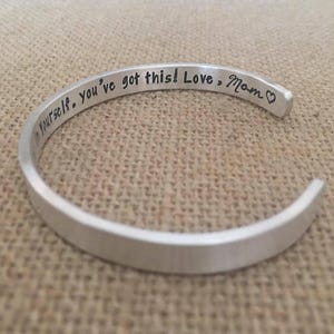 Graduation Believe In Yourself Cuff Bracelet, Hidden Message Jewelry, Sterling Silver You&#39;ve Got This Gift, Inspirational Bracelet for Women
