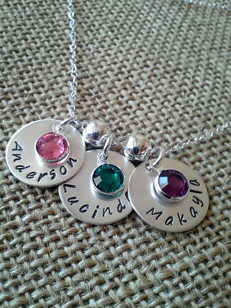 Sterling Silver Mothers Necklace Kids Names Necklace Etsy