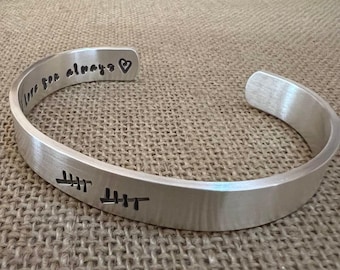 Personalized Sterling Silver Anniversary Cuff Bracelet - Custom Tally Mark Date