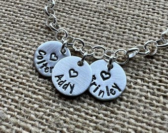 Sterling Silver Personalized Bracelet With Kids Names For Mom, Charm Bracelet For Family With Names, Beautiful Mother Charm Bracelet