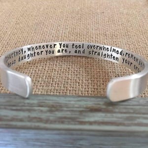 Personalized Sterling Silver Quote Cuff, Engraved Bracelet