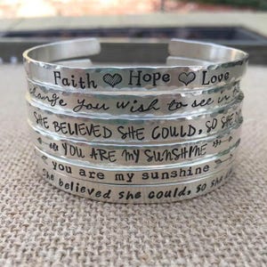 Personalized Sterling Silver Cuff Bracelets, Customizable Hand Stamped Bracelet, Mother Bracelet with Names, Grandmother Bracelet Kids Names