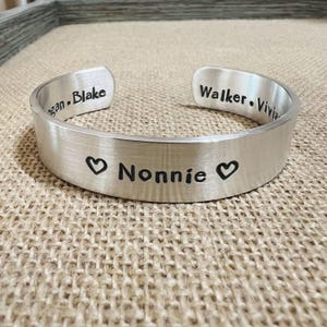 Custom Sterling Silver Cuff Bracelet for Mom: Personalized Text