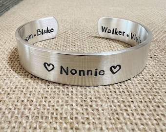 Custom Sterling Silver Cuff Bracelet for Mom: Personalized Text