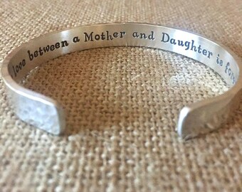 Mother of the Bride Gift: Sterling Silver Bracelet, Hand Stamped