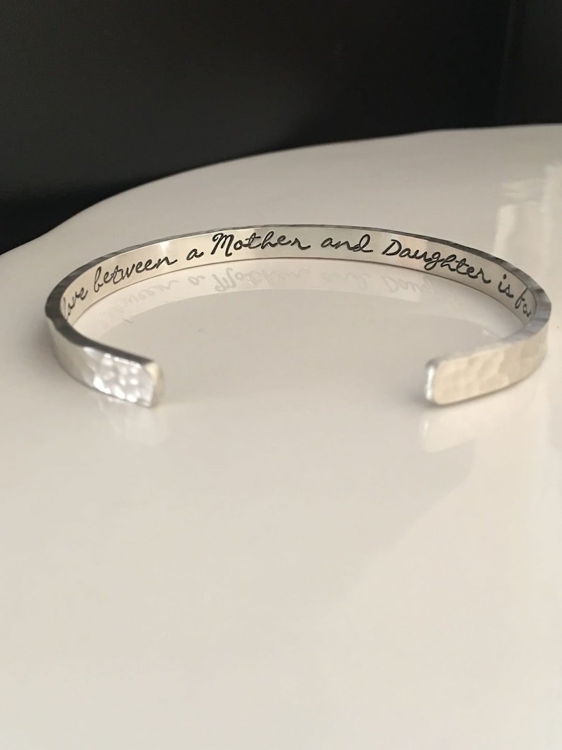 Mother Daughter Bracelet, Solid Sterling Silver Cuff For Mom Or Daughter, Hand Stamped Solid Sterling Silver Personalized Bracelet image 1