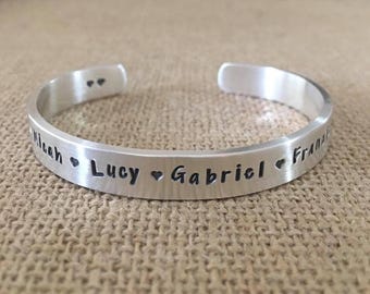 Personalized Sterling Silver Cuff Bracelet: Custom Name, Gift for Mom