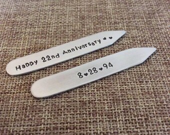 Custom Collar Stays, Personalized Stays, Wedding Collar Stays, Dad Gift - Personalized Fathers Day Gift - Aluminum Collar Stay