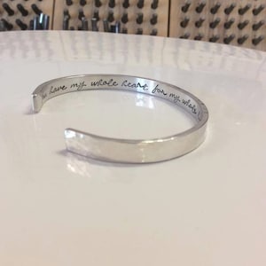 Mother’s Day Gift for Mom Sterling Silver Hand Stamped Custom, Personalized Gift For Mom, Unique Thick Cuff  For Women