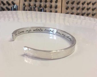 Personalized Hidden Message Bracelet, Sterling Silver Custom Cuff Bracelet, Birthday Gift For Mom Wife