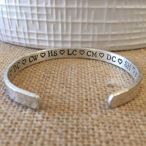 Sterling Silver Customizable Cuff With Names or Initials, Custom Mom Bracelet, Personalized Sterling Silver Initials For Mom From Kids