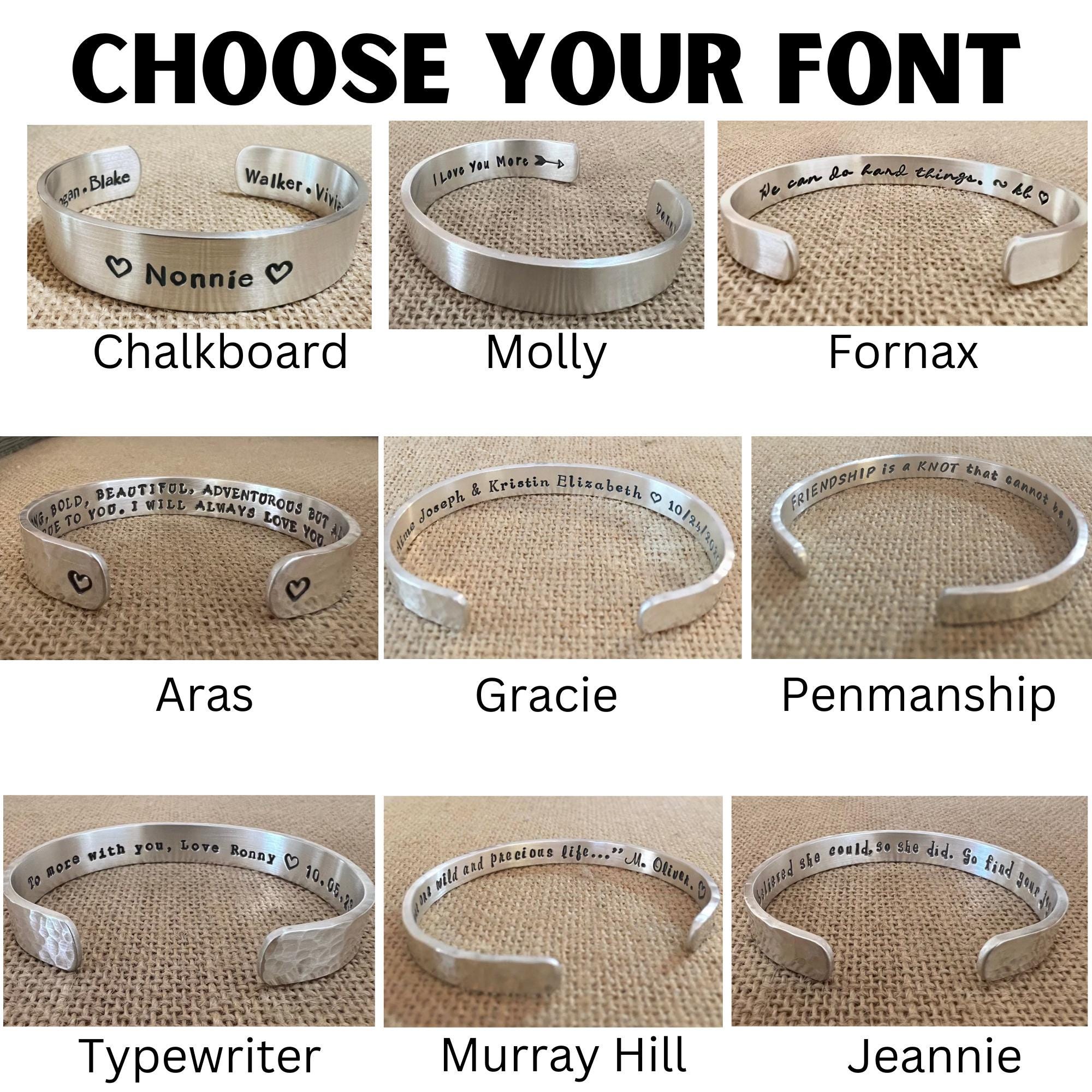 Custom Cuff Custom Sterling Silver Cuff Bracelet: Personalized Name, Date, or Quote ...
