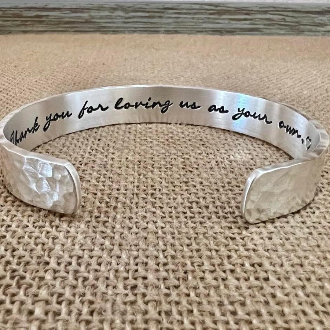 Engravable Heart Cuff Bracelet - Personalized Name/Date Stainless Steel Bangle (Silver & Gold) main image 1