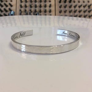 Personalized Sterling Cuff Bracelet, Hidden Message Thick Womens Cuff Bracelet, Unique Silver Gift For Women, Hand Stamped Jewelry