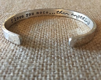 Sterling Silver Custom Text Bracelet for Daughter, I Love You More Than Anything Bracelet For Wife, Personalized Sterling Silver Bracelet