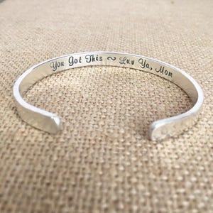 Engravable Hidden Message Jewelry Mother Daughter Sterling Silver Cuff Bracelet Personalized Mom Bracelet Inspirational Bracelet For Her