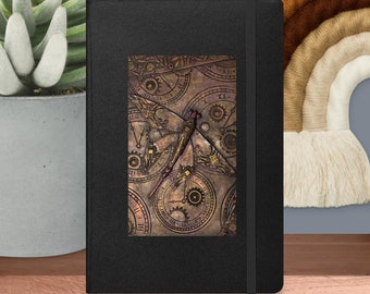 Hardcover bound notebook Steampunk dragonfly bespoke artwork cover