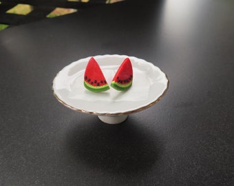 Watermelon earrings, polymer clay earrings,