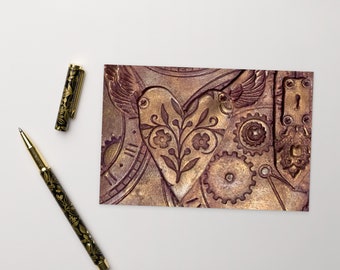 standard Postcard Steampunk hearth and locket inspired bespoke artwork