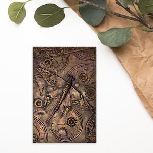 Standard Postkarte Steampunk Libelle Polymer Clay Kunstwerk