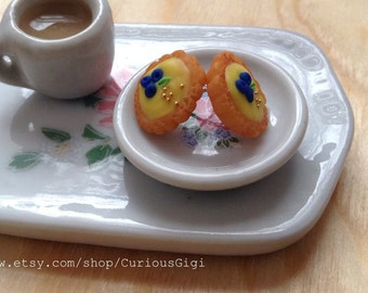 Gourmet Mini tartlet earrings, one if a kind polymer clay art, doll house and miniatures