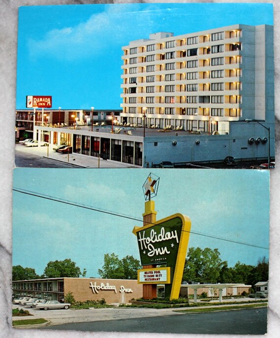 Vintage 2 Unused Color Postcards1960s Motels In Usa Holiday Etsy