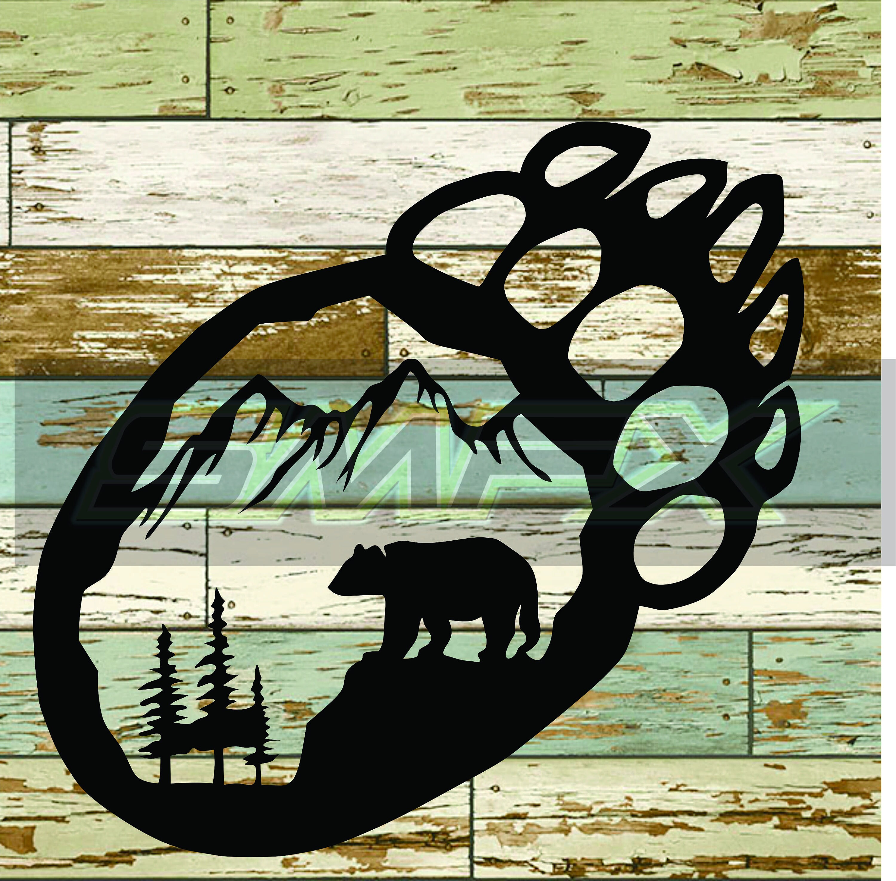 Bear paw print metal art Etsy