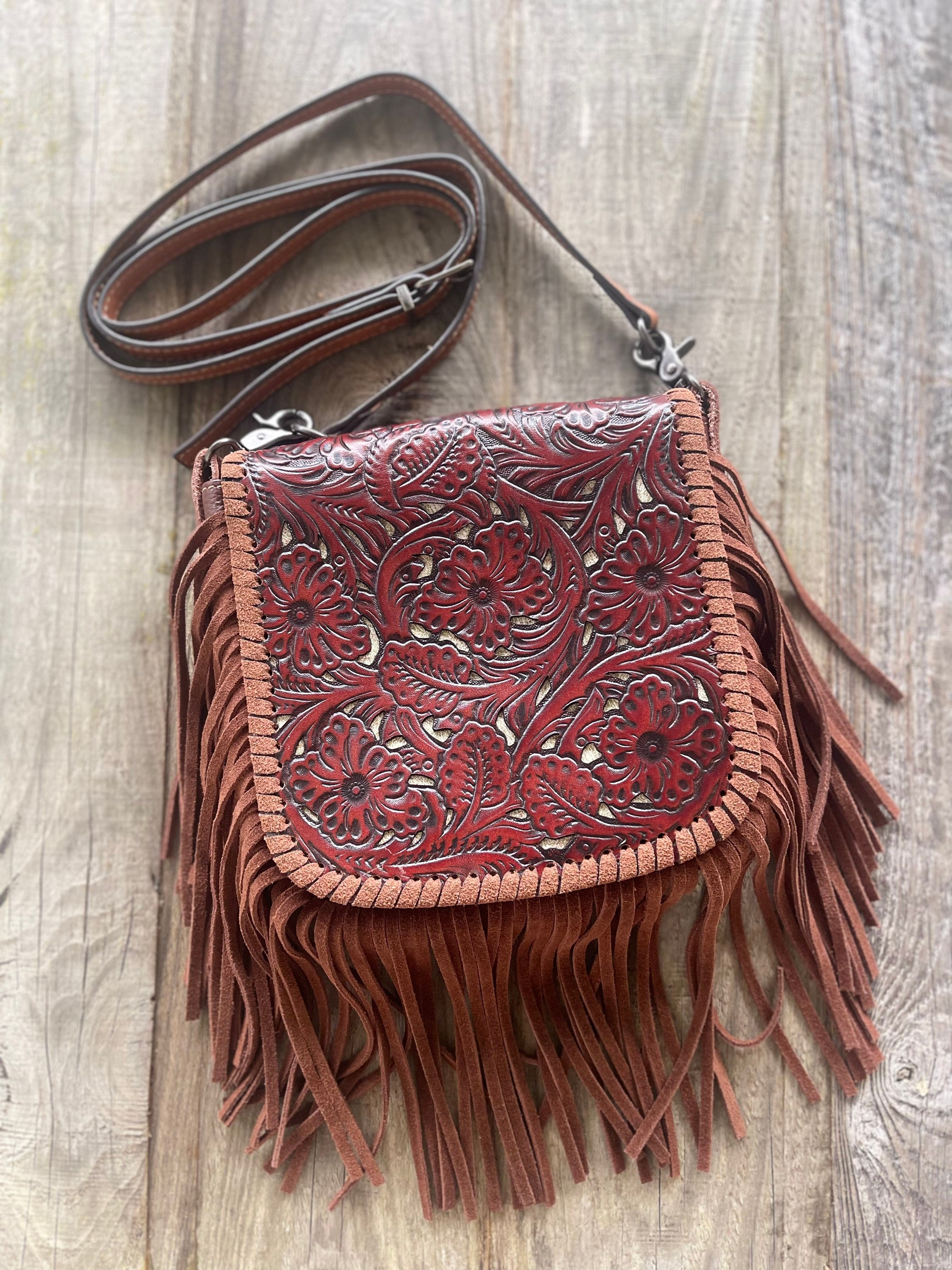 Western leather deals crossbody purse