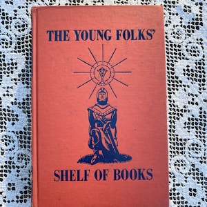 Junior Classics Vol 4 Hero Tales/Young Folks Shelf of Books/Red Hardcover/Homer Beowulf Robin Hood & More/Illustrated/10 Sections
