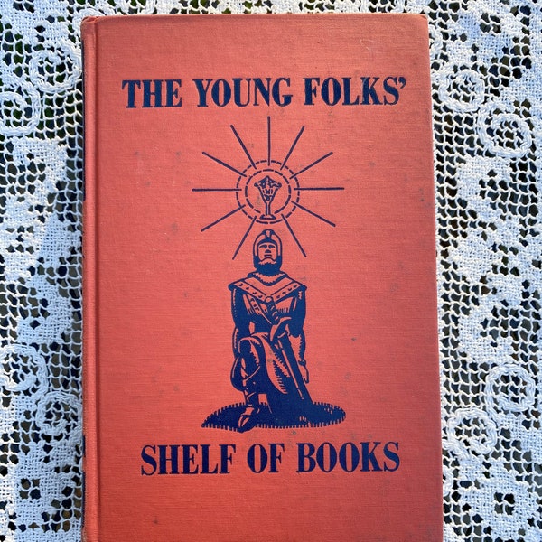 Junior Classics Vol 4 Hero Tales/Young Folks Shelf of Books/Red Hardcover/Homer Beowulf Robin Hood & More/Illustrated/10 Sections