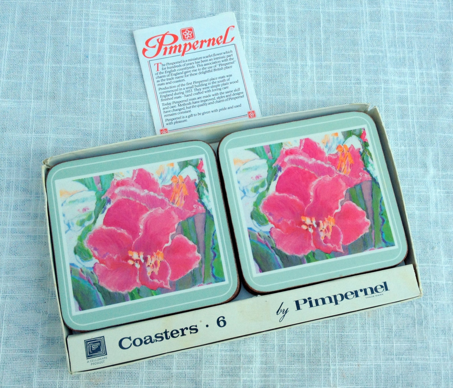 Pimpernel Flower Coasters Set of 6 Made in England by Etsy