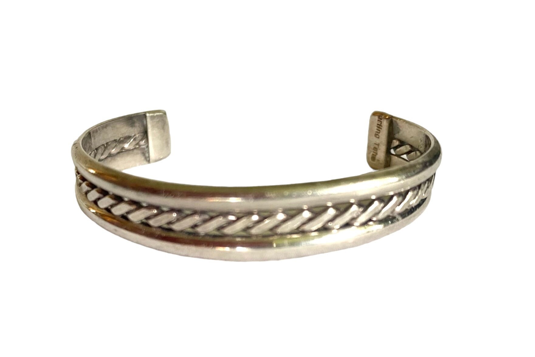 アクセサリー navajo triangle bangle sterling tahe Elaine Tahe Sterling Silver Triangle Wire Imprinted 5.5mm