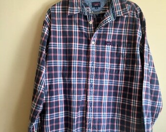 【supreme】初期 check shirt 90's Vntg 90s Grunge Mens Blue Plaid Shirt L/tommy Jeans /button