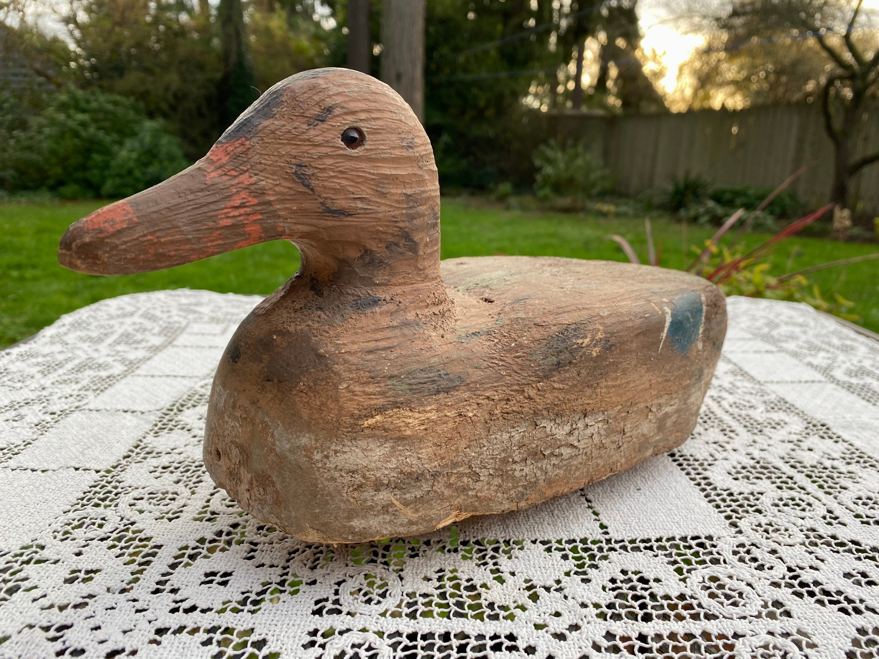 Vintage Hand Carved Duck Decoy Brown glwec.in