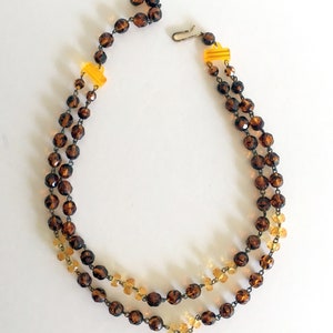 1930&#39;s Germany Jewelry/Faceted Glass Bead Necklace/Pre War Germany/2 Strand Beaded Mixed Earth Tones/Multi Strand Necklace/Free Shipping