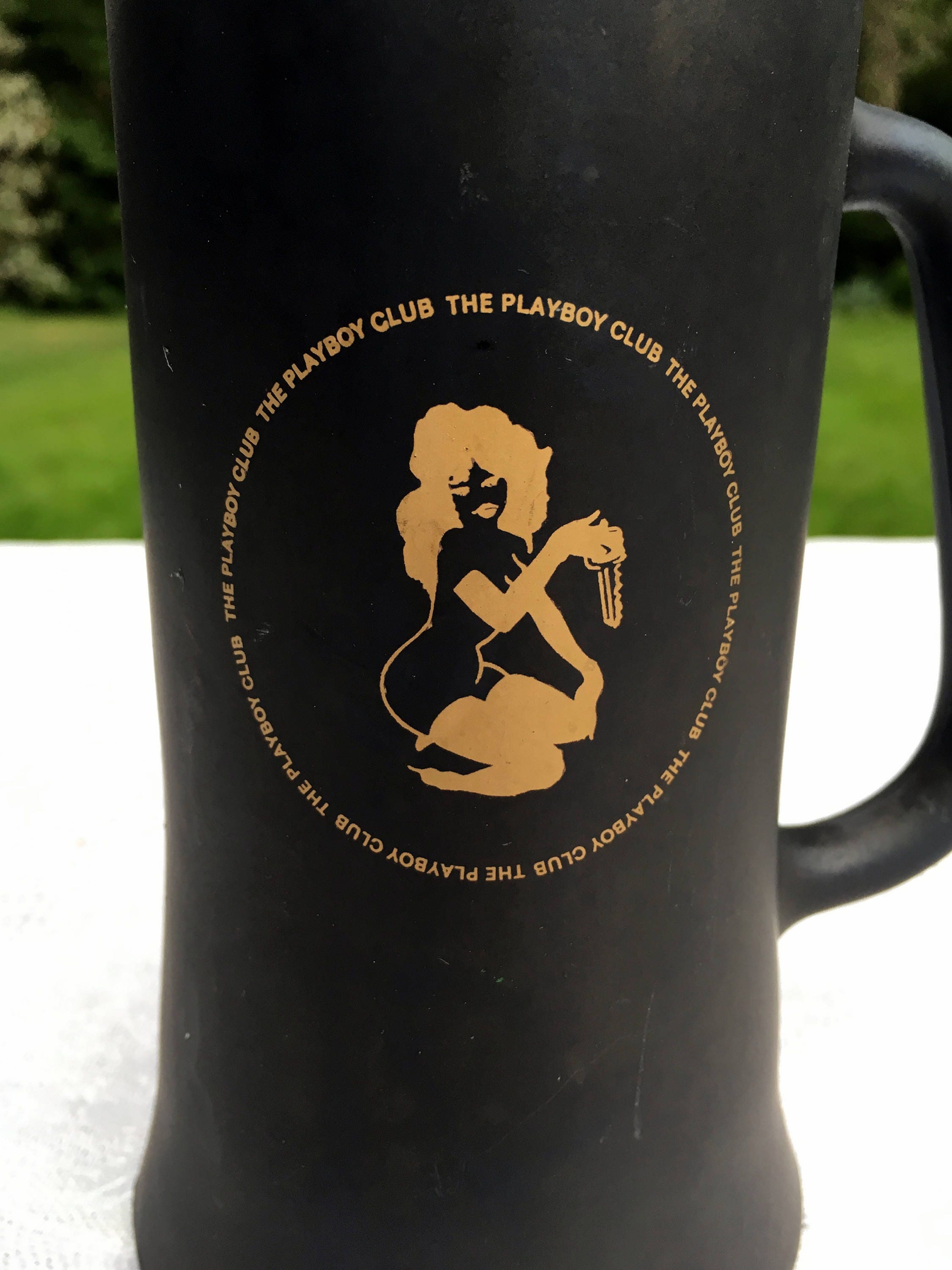 Playboy Club Beer Mug/Playboy Club Stein/Black Glass With Gold Etsy