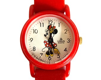 Vintage Lorus Minnie Mouse Watch, Red Plastic Band - Etsy display picture 1