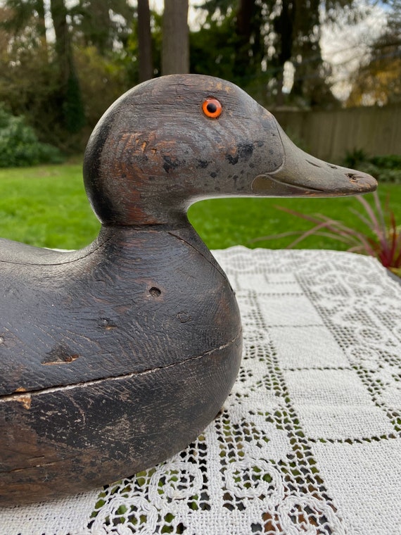 1910 Mason Duck Decoy/Hollow Black Antique Decoy/Glass Eyes - Etsy