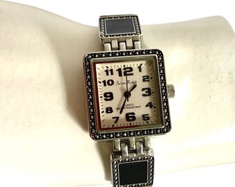 Suisse Ralph Ladies Watch black Square Face Links quartz 90s Working Watch 2601 5.5 Enamel Links Bracelet Wrist Watch 7 Long Water Resist Etsy