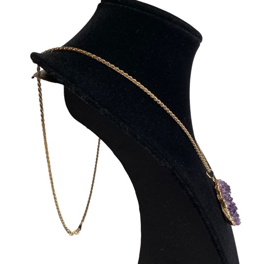 14K Gold Dipped Amethyst Geode Pendant Necklace, … - image 10