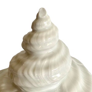 Pu&ograve; includere: Scultura di conchiglia di ceramica bianca con un design a spirale. La conchiglia &egrave; liscia e lucida.