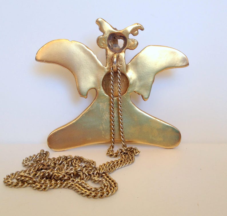 Gold Hawk Pendant Large Tribal Bird Cosplay Image 0
